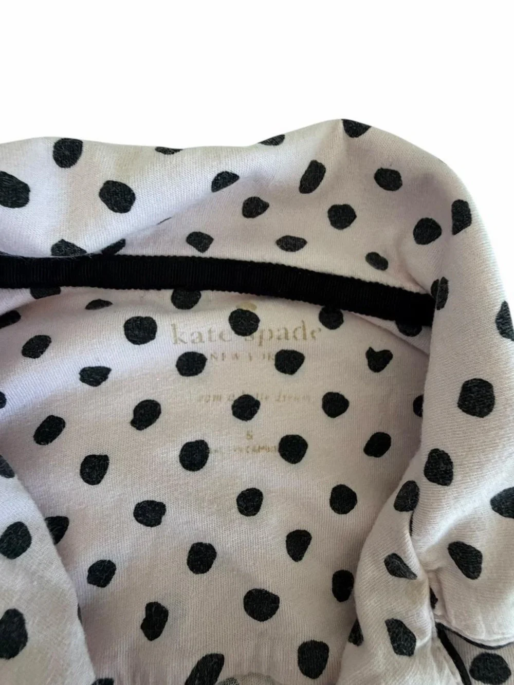 Kate Spade New York Pink Black Polka Dot Pajama Sleep Shirt Size S